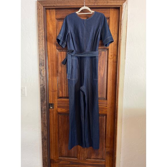Shelby & Palmer denim wide leg jumpsuit size 14 - Picture 1 of 7